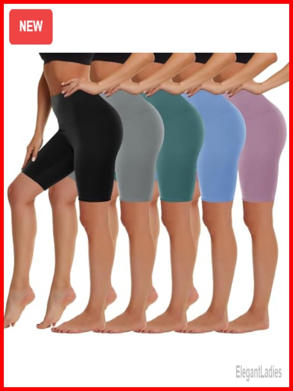 5 Pack High Waist Biker Shorts Women Spandex Workout Yoga Running